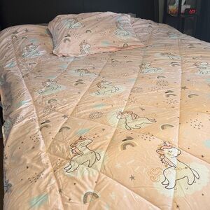 Charming Unicorn Comforter Set - Pastel Pink
